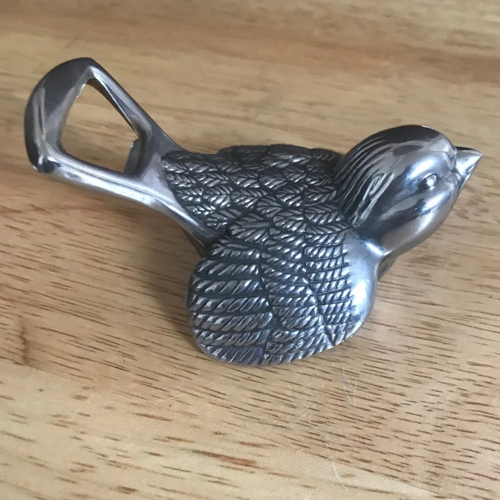 Vintage Silver Color Mid-Century Metal Bird Shaped Bottle Opener